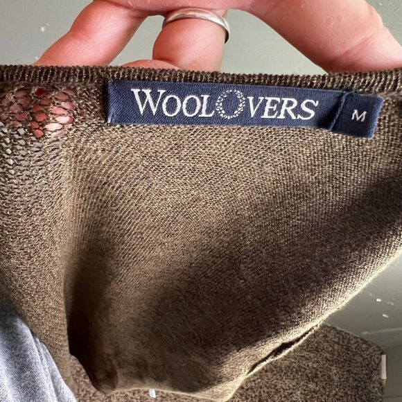 Woolovers Green Linen Blend Lightweight Cardigan Waterfall Open Front - Med - Picture 6 of 8